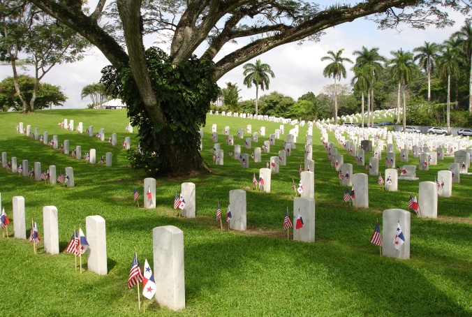 American and Panamanian flags were placed in front of every headstone at Corozal American Cemetery for Memorial Day 2013.
