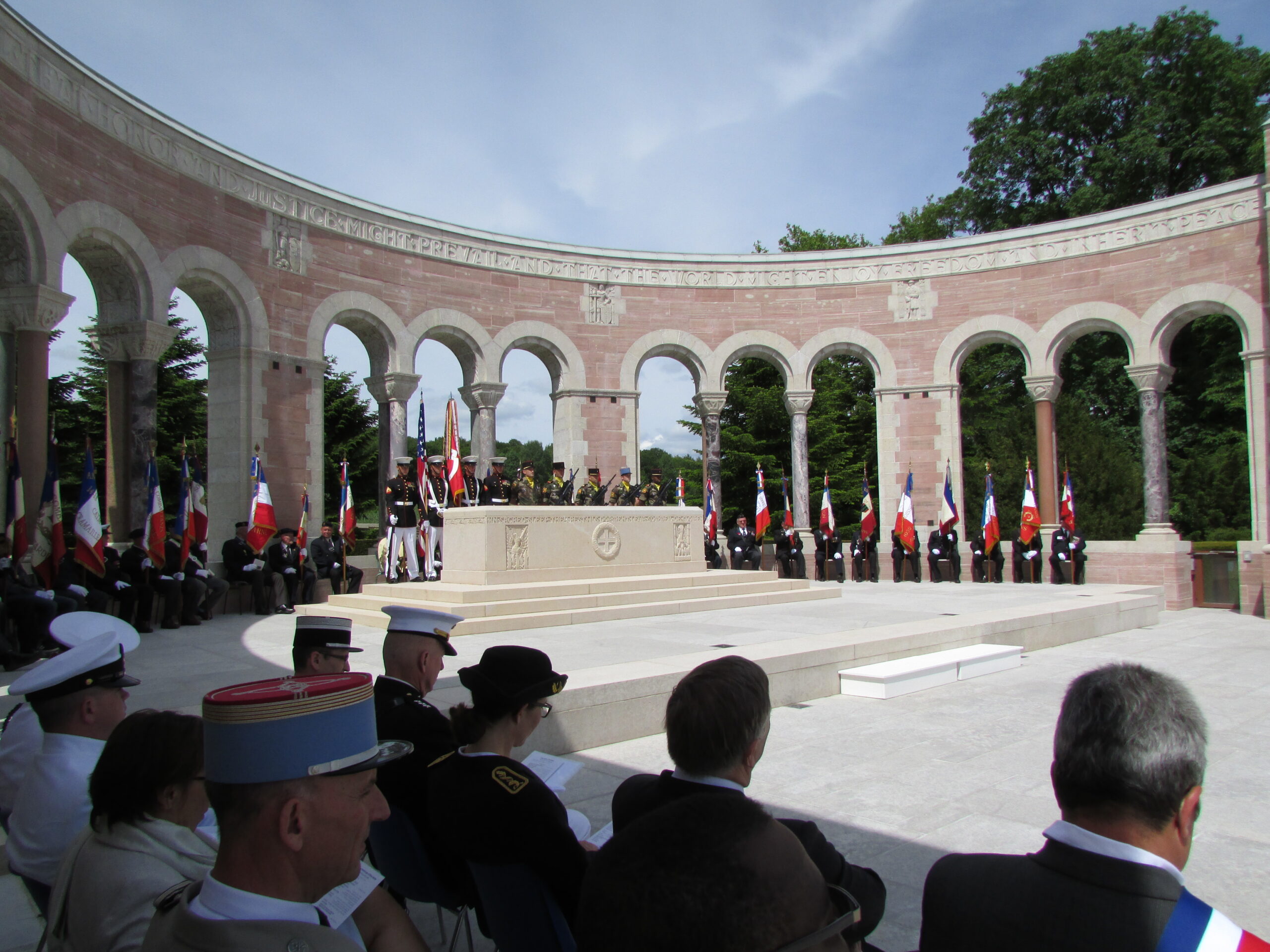 Ceremony attendees and participants view the 2014 Memorial Day Ceremony at Oise-Aisne American Cemetery.