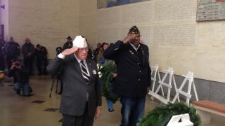 Veterans and local citizens gathered at Lorraine American Cemetery on Veterans Day 2016 for a wreath-laying ceremony in the chapel.