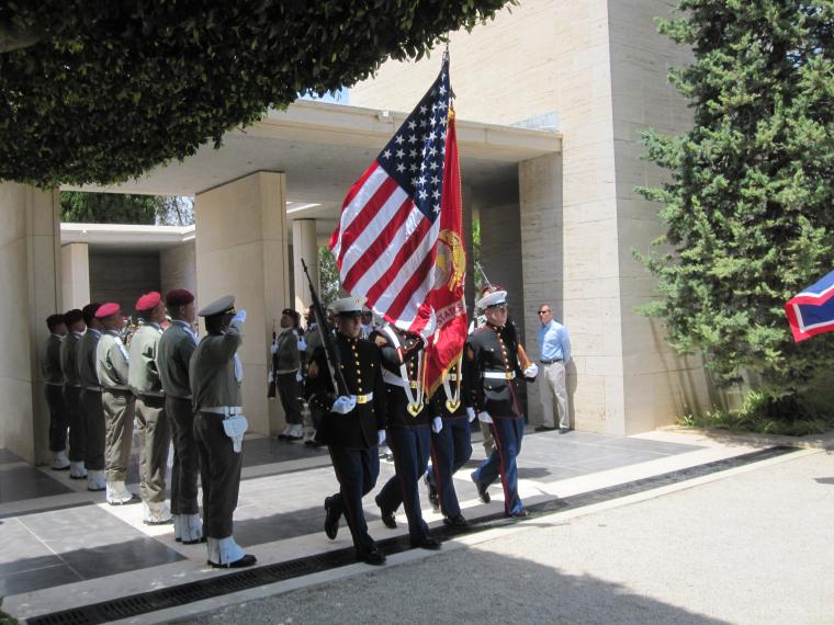 A U.S. Color Guard participates in the 2014 Memorial Day Ceremony at North Africa American Cemetery in Tunisia.