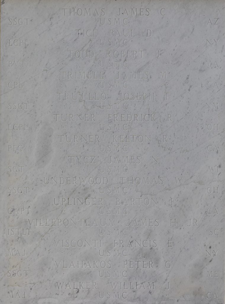 JJames Calven Thomas’s name is memorialized in stone on the Honolulu Memorial at the National Memorial of the Pacific in Honolulu, Hawaiʻi.