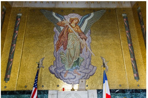 Picture of the mosaic designed by Barry Faulkner in the chapel at St. Mihiel American Cemetery. Credit: American Battle Monuments Commission. 