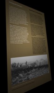 Vertical panel describing the creation of the Netherlands American Cemetery.