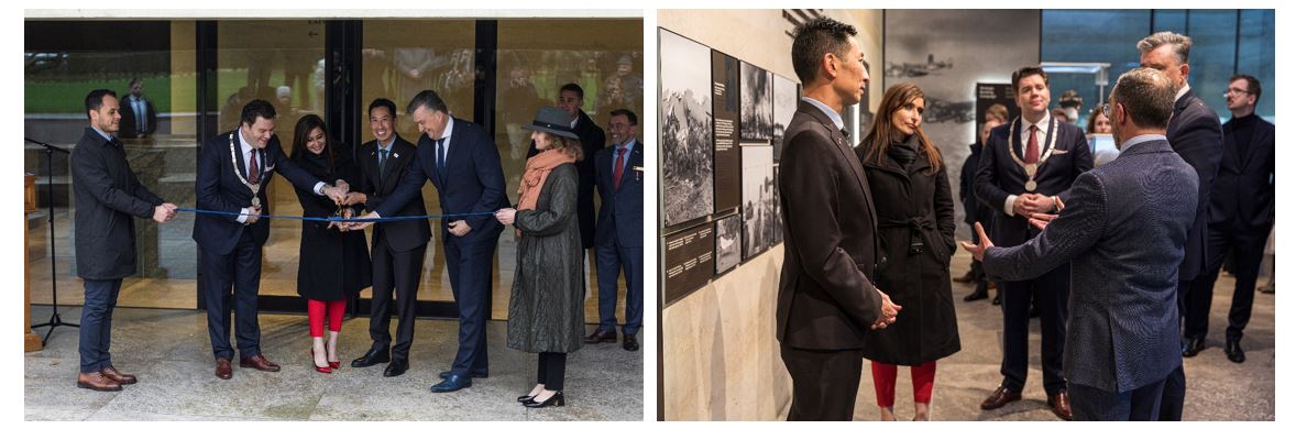 After the ribbon cutting, local officials and selected guests were invited to explore the exhibit that ABMC developed for this visitor center.