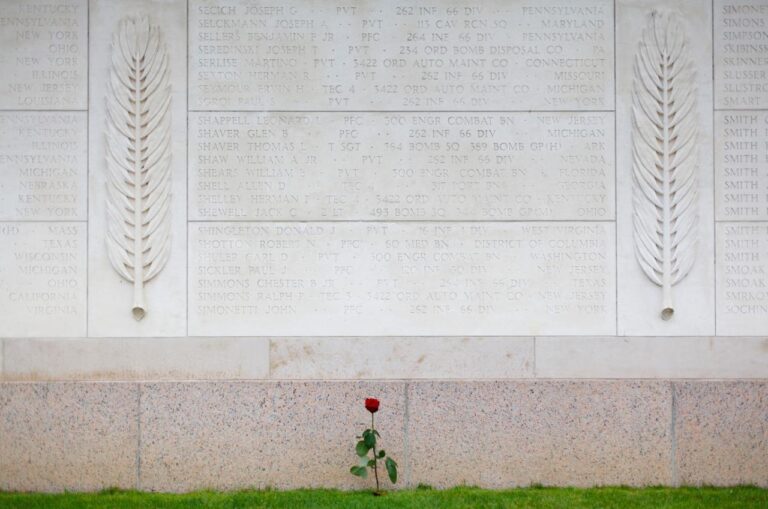 Wall of the Missing at Normandy American Cemetery. Credits: Courtesy of American Battle Monuments Commission/Warrick Page