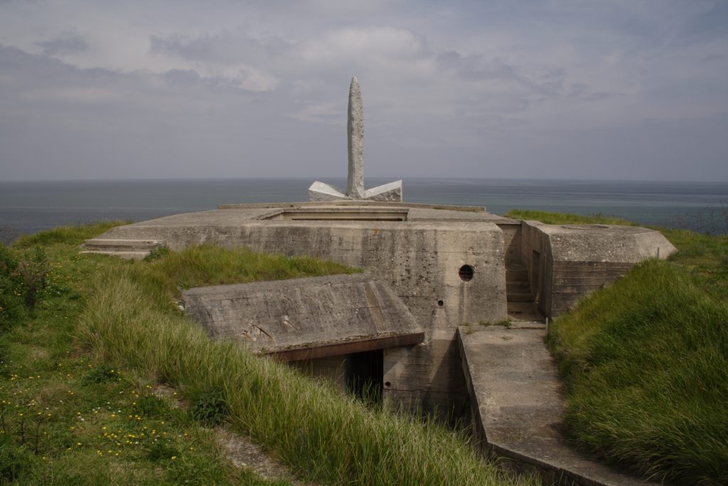 Picture of Pointe du Hoc Ranger Monument. Credit: American Battle Monuments Commission/ Robert Uth.