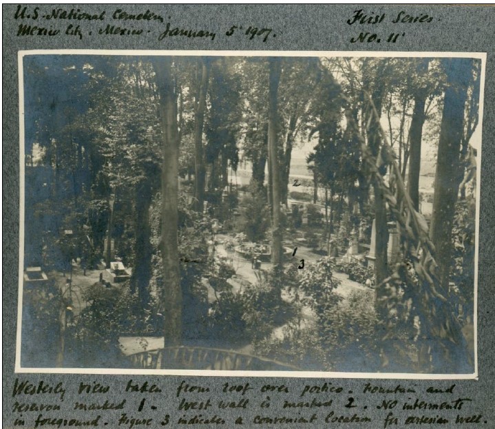 Photograph from 1907, Mexico City National Cemetery, Folder 30A, RG 92-CA, Office of the Quartermaster General, NARA II, Still Pictures Branch, College Park, MD. Credit: NARA