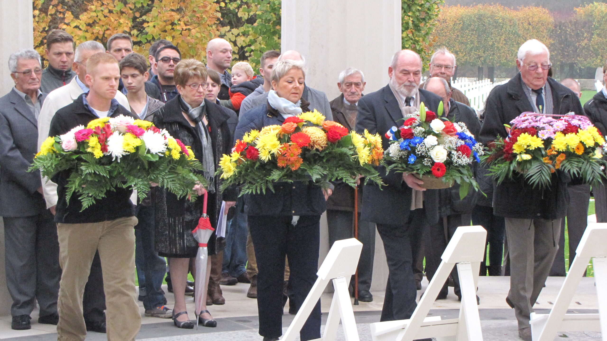 Nearly 100 people attended the Veterans Day Ceremony this morning at St. Mihiel American Cemetery in France. The ceremony included a wreath laying