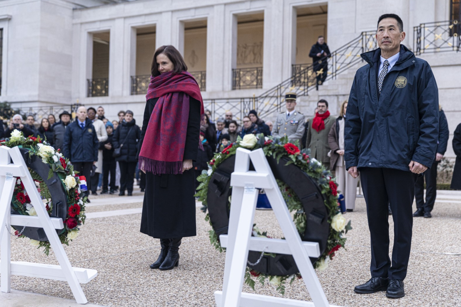 ABMC Secretary Charles K. Djou and U.S. Ambassador to France Denise Campbell Bauer Luminary at Suresnes American Cemetery