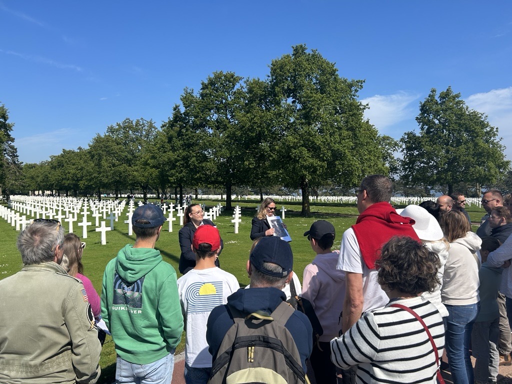 Normandy American Cemetery interpretive guides providing a tour for Printemps des Cimetières 2026y. Credit: American Battle Monuments Commission. Credit: American Battle Monuments Commission.
