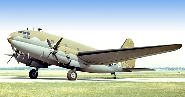 Curtis C-46A Commando airplane, manufactured by Curtiss-Wright Corporation.