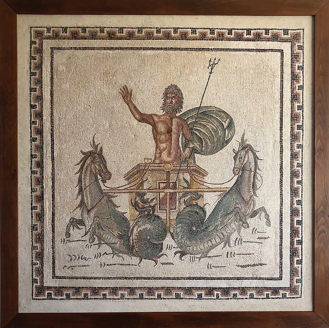 Picture of the Triumph of Neptune, a 2nd-century Roman mosaic, displayed at North Africa American Cemetery. Credit: American Battle Monuments Commission.