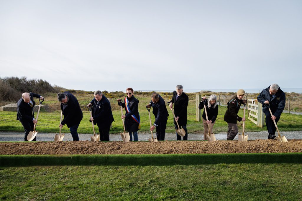 VIPs at Pointe du Hoc groundbreaking event Feb. 17, 2026. Credit: ABMC/Julien Nguyen-Kim