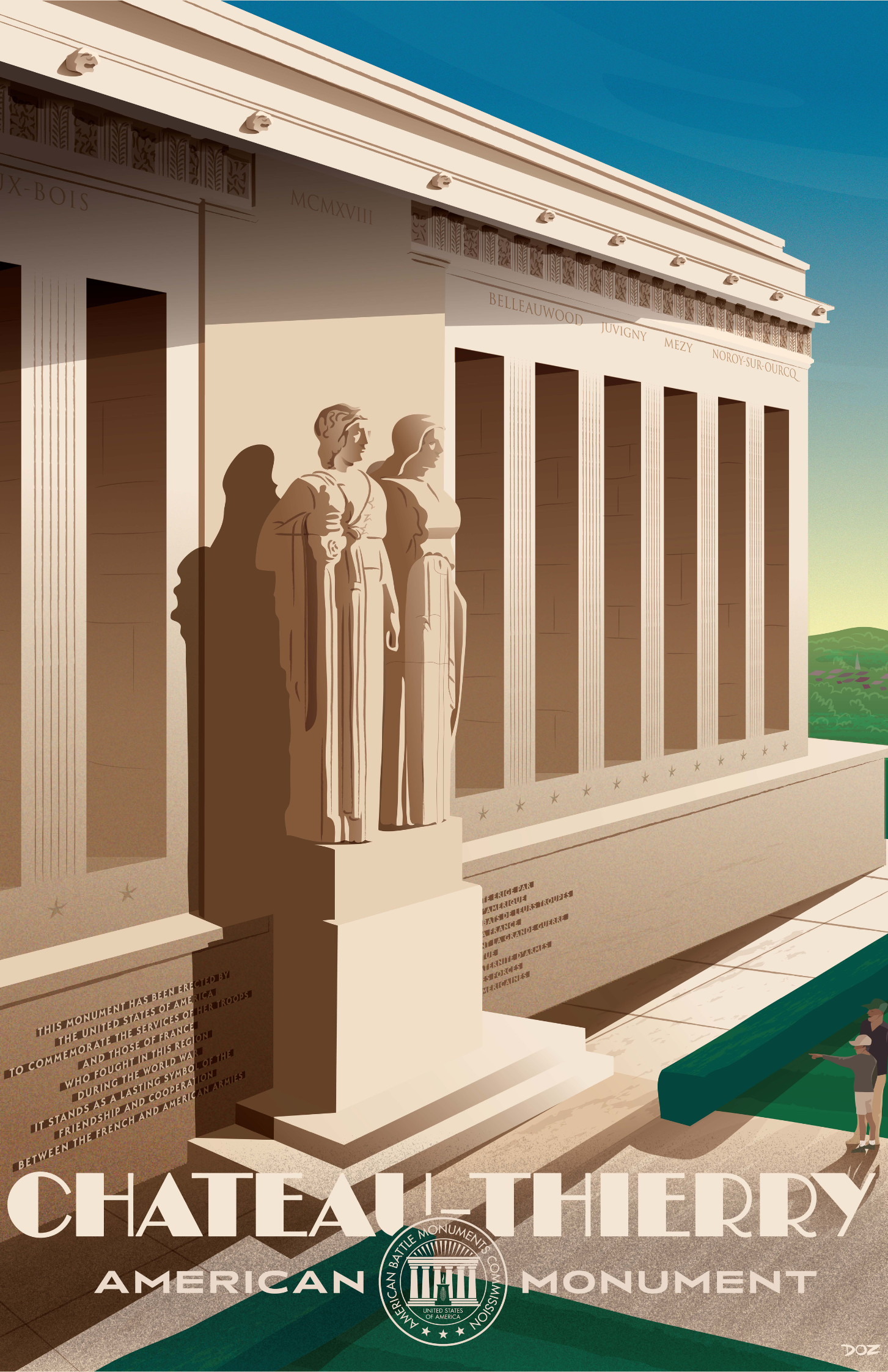 Vintage poster of Chateau-Thierry American Monument created to mark ABMC Centennial