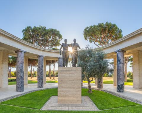 The memorial statue at Sicily-Rome American Cemetery